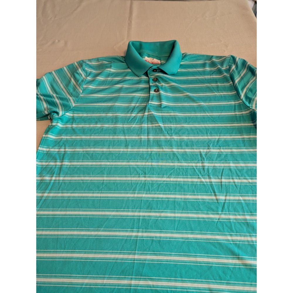 Grand Slam Men's Stripes Performance Polyester Golf Polo Green Size M